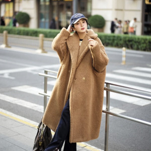 캐멀 롱 테디베어 코트