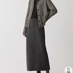 소헤 양모 미디 슬릿 스커트